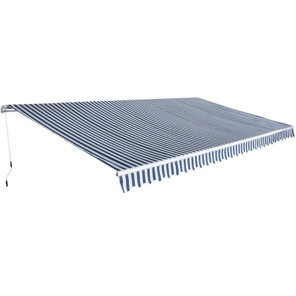 vidaXL Ručne ovládaná zaťahovacia markíza, 600 cm, modro-biela