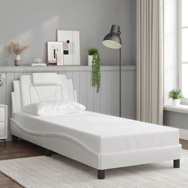 vidaXL Rám postele Viana bez matraca biely 90x200 cm umelá koža