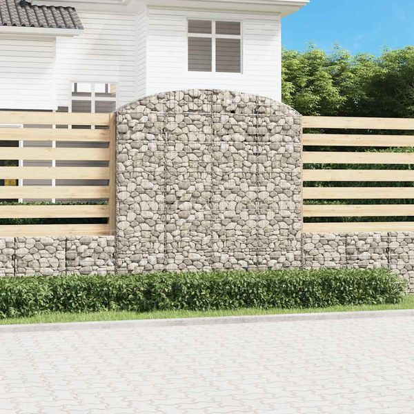 vidaXL Oblúkový gabionový kôš 200x50x200/220 cm pozinkované železo