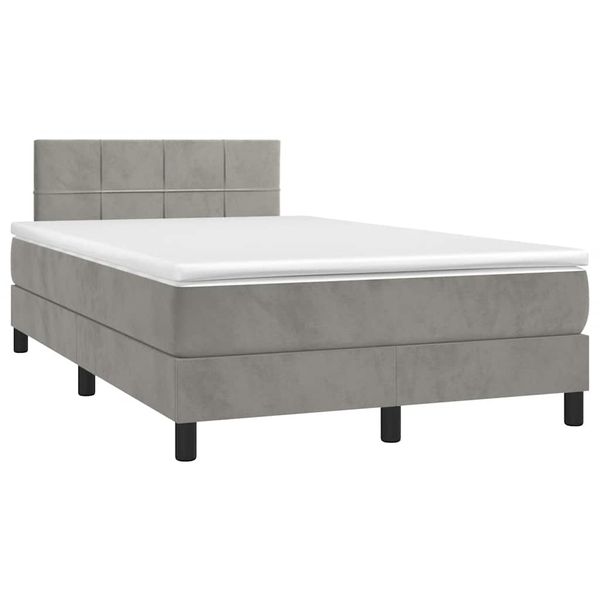 vidaXL Boxspring posteľ s matracom a LED, svetlosivá 120x190 cm, látka