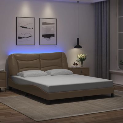 vidaXL Rám postele s LED bez matraca Hvar kapučínový 160x200 cm
