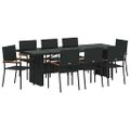 vidaXL Záhradný jedálenský set 9 ks Čierna polyratan