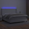 vidaXL Boxspring posteľ s matracom a LED biela 160x200 cm umelá koža