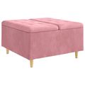 vidaXL Ottoman s Úložným Priestorom Ružová 80 x 80 x 45 cm Zamat