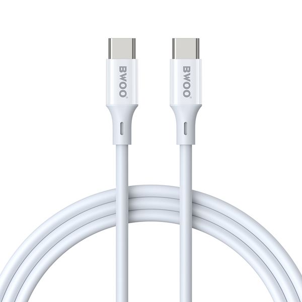 Kábel BWOO USB-C - USB-C 2m 60W ABS + TPE biely
