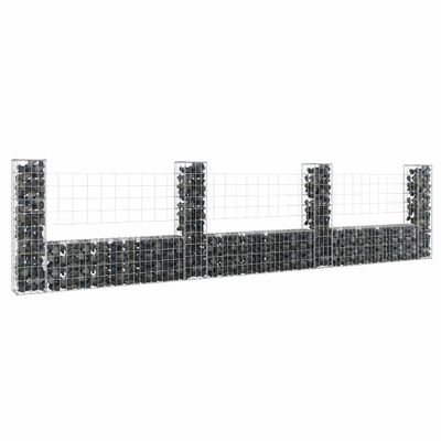 vidaXL Železný gabiónový kôš v tvare U so 4 stĺpmi 380x20x100 cm