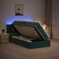 vidaXL LED úložná posteľ s matracom Tmavozelená 90 x 200 cm Zamat