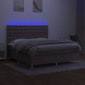 vidaXL Posteľ boxsping s matracom a LED sivohnedá 180x200 cm látka