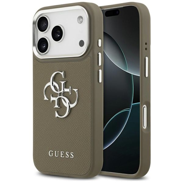Puzdro Guess Grained Big 4G Classic Logo pre iPhone 17 Pro hnedé
