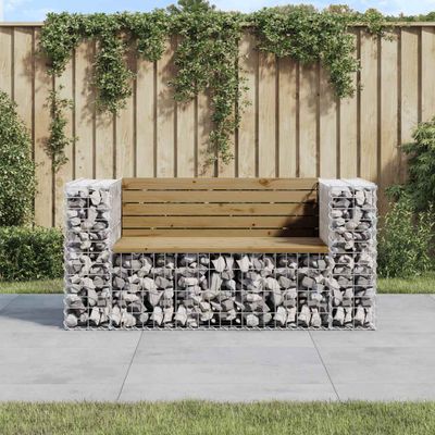 vidaXL Záhradná lavica gabiónový dizajn 143x71x65,5cm impreg. borovica