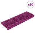 vidaXL Schodové rohože 20 ks 65x21x4 cm fialové s obdĺžnikovým okrajom