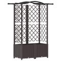 vidaXL Vyvýšený záhon s mriežkou a strechou Hnedá 122 x 40 x 138 cm PP