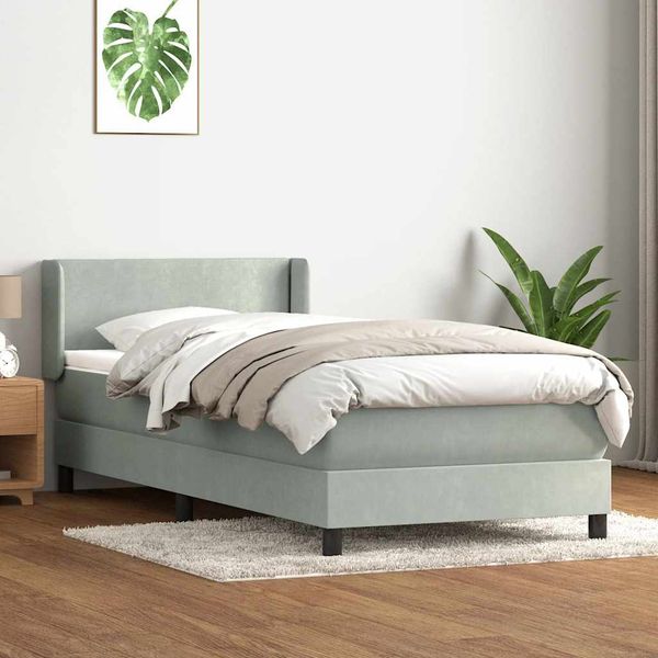 vidaXL Posteľný rám boxsping s matracom bledosivý 90x220 cm zamat
