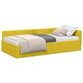 vidaXL Rohový rám postele s čelnou doskou Žltá 80 cm x 200 cm Zamat