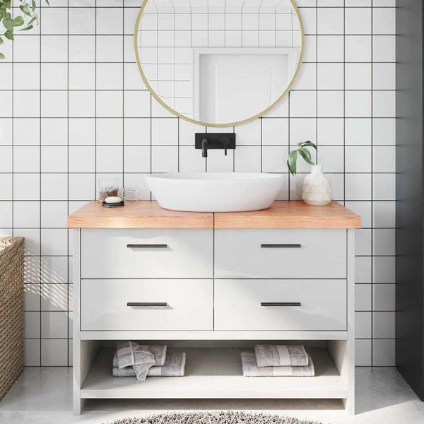 vidaXL Kúpeľňová doska bledohnedá 120x60x(2-6) cm ošetrený masív
