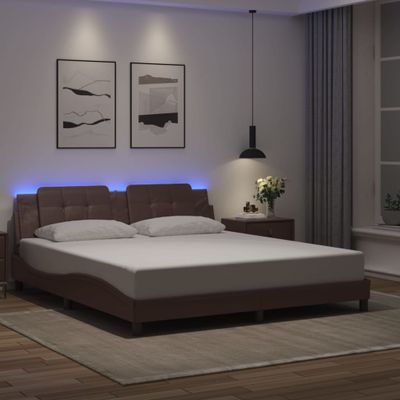 vidaXL Rám postele s LED bez matraca Zadar hnedý 180x200 cm