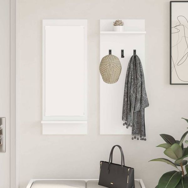 vidaXL Vešiak na stenu Nástenný Biela 70 x 10 x 90 cm Kompozitné drevo
