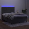 vidaXL Posteľ boxsping s matracom a LED tmavosivá 140x200 cm zamat