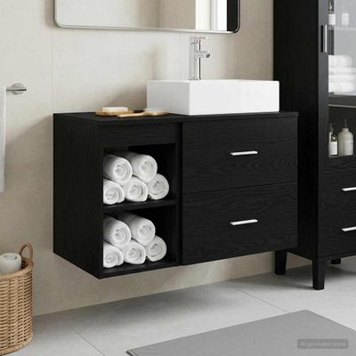 vidaXL Sada kúpeľňového nábytku 2 pcs Čierny dub Kompozitné drevo