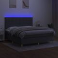 vidaXL Posteľ boxsping s matracom a LED tmavosivá 180x200 cm látka