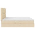 vidaXL Úložná posteľ s čelnou doskou Krémová 180 x 200 cm Látka