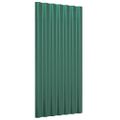 vidaXL Strešné panely 12 ks pozinkovaná oceľ zelená 80x36 cm