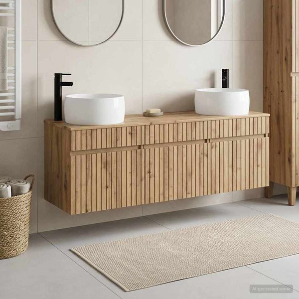 vidaXL Set kabinetov do kúpeľne 3 ks Dub artisan 49 x 44,5 x 66 cm
