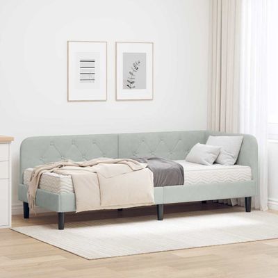 vidaXL Rohový rám postele Svetlosivá 80 x 200 cm Zamat