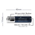 MEDIARANGE Batérie nabíjateľné AAA, USB-C, 4ks