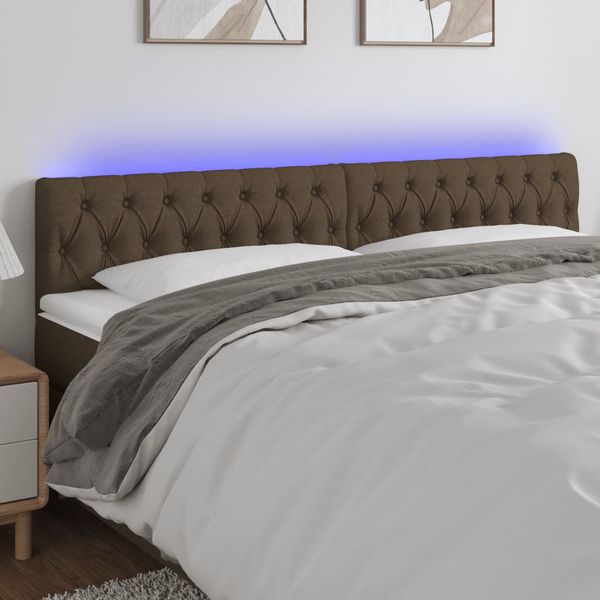 vidaXL Čelo postele s LED tmavohendé 180x7x78/88 cm látka