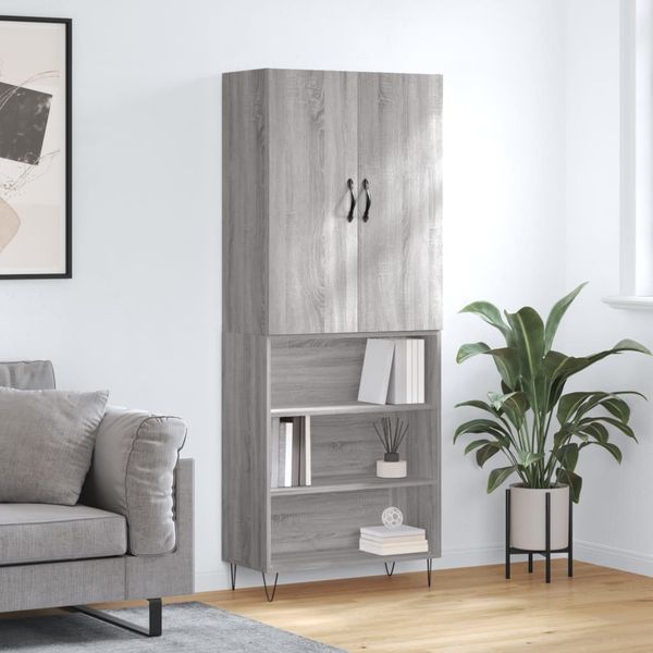 vidaXL Vysoká skrinka sivý dub sonoma 69,5x34x180 cm spracované drevo