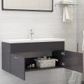 vidaXL Skrinka pod umývadlo lesklá sivá 100x38,5x46cm kompozitné drevo