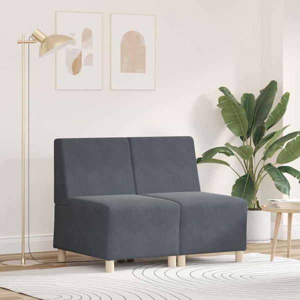 vidaXL Bezrúčková modulárna sofa jednotka 2 pcs Tmavo šedá