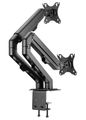 Neomounts FPMA-D650DBLACK/Držák displeje/na stůl/17-27"/svorka+průchodka/VESA 100X100/nosn.2x7kg/2 displeje/černý Držák, VESA, stolní, pro 2 ploché monitory, úhloprícka 17"-27", náklon 135°, otácení 180°, rotace 360°, nosnost 14kg, cerný