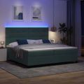 vidaXL LED box s pružinami Tmavozelená 200 x 200 cm Zamat