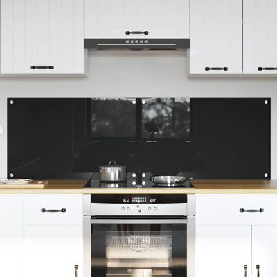 vidaXL Kuchynský obklad 2 pcs Čierna 80 x 50 cm tvrdené sklo