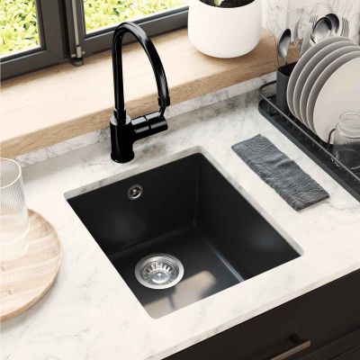 vidaXL Drez Čierna 370 x 460 mm 80% Kvárc a 20% Živica