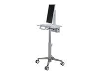 Vozík - ľahká prevádzka - pre LCD displej / PC vybavenie - zdravotný - biela, hliník - veľkosť obrazovky: až 24"