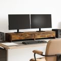 vidaXL Stojan na monitor a zásuvky dymový 100x27x15cm kompozitné drevo