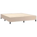 vidaXL Boxspring posteľ matrac a LED kapučínová 180x200 cm umelá koža