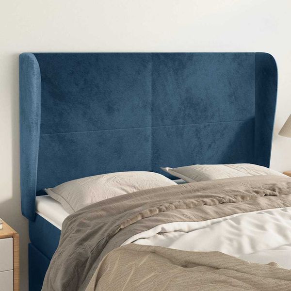 vidaXL Čelo postele so záhybmi tmavomodrá 147x23x118/128 cm zamat