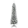 vidaXL Zasnežený umelý úzky vianočný stromček 180 cm PVC a PE