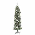 vidaXL Umelý chudý vianočný strom Zelená a biela 180 cm