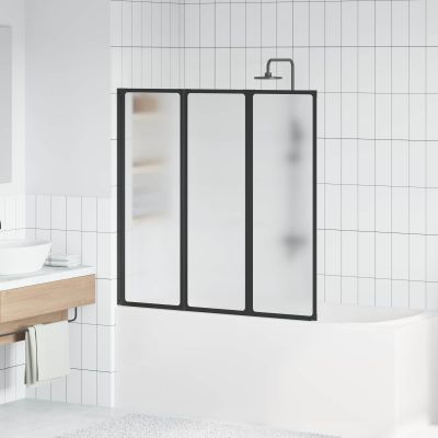 vidaXL Sprchová zástena Čierny 120 x 2 x 117 cm Hliník a PP