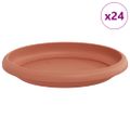 vidaXL Kruhový kvetinový podnos 24 ks Tehlovo červená Ø 14 x 2 cm