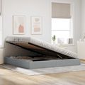 vidaXL Otomanový posteľný rám Svetlosivá 200 x 200 cm látka