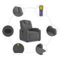 vidaXL Masážne kreslo s polohovacím mechanizmom, tmavosivá látka