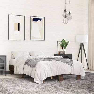 vidaXL Posteľný rám hnedý dub 140x200 cm kompozitné drevo a kov
