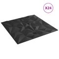 vidaXL Nástenné panely 24 ks 50 x 50 cm Čierna XPS Pena