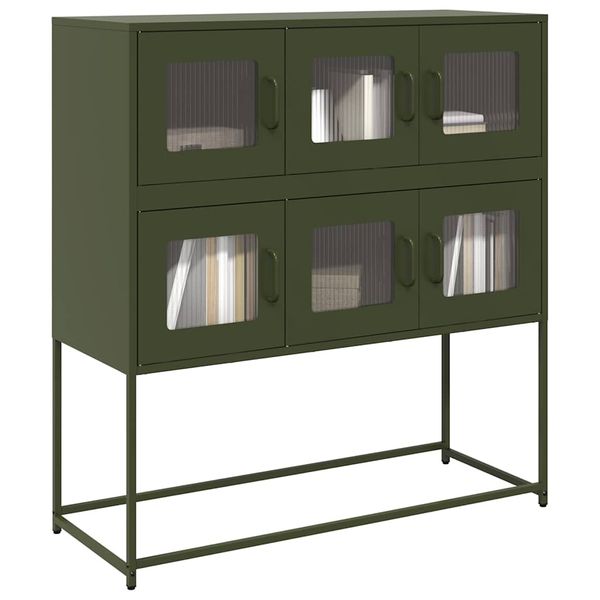 vidaXL Komoda olivovozelená 100,5x39x107 cm oceľ valcovaná za studena